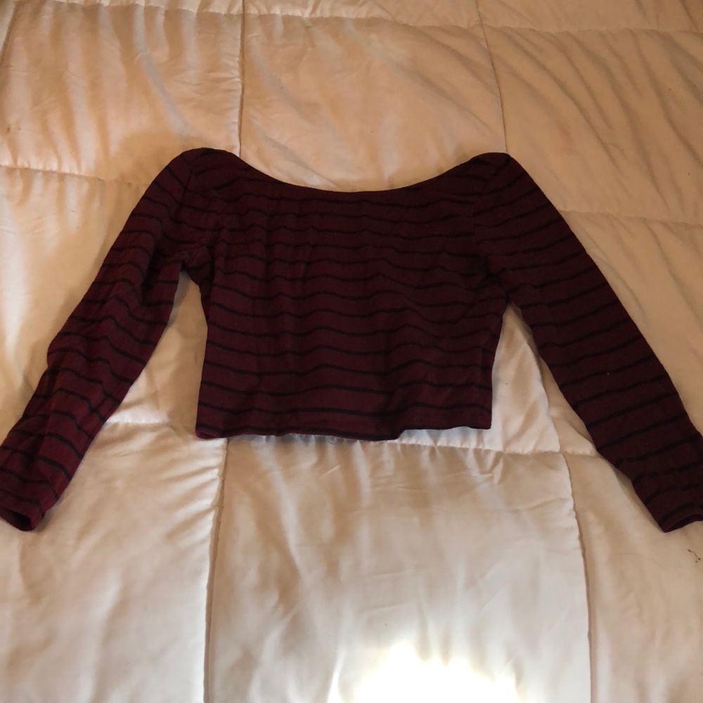 black and maroon striped crop top